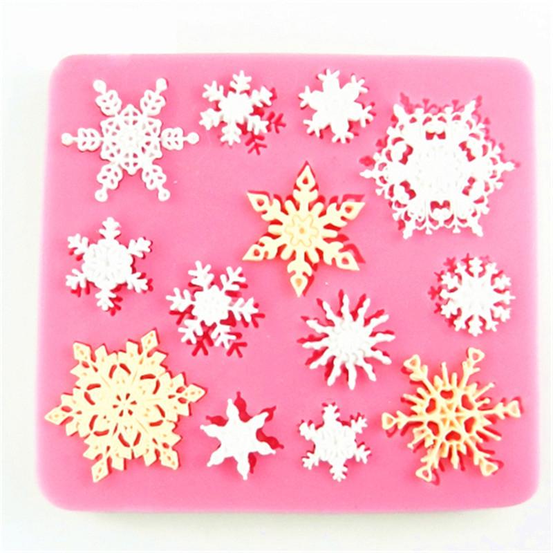 3D Christmas Snowflake Shape Silicone Molds Fondant Cookie Mold Candy Cake Decorating Moulds Kitchen Baking Tool Cake Decoration