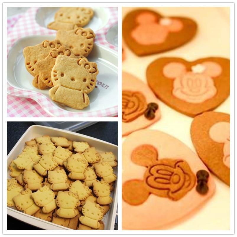 2Pcs/Set Hello Kitty Mickey Shape Cookie Mould Plastic Sugar Fondant Cake Mold Biscuit Cookie Cutters Cookie Tools