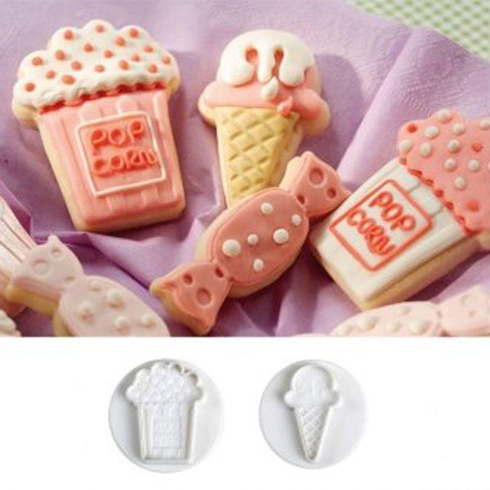 4Pcs/set candy makeup mirror Shape Fondant cutter plastic cake/cookie/buscuit cutter plunger mold fondant cake decorating tools