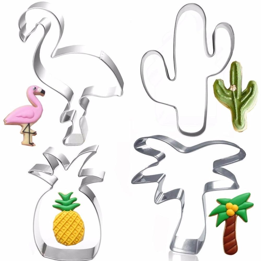 Creative Cookie Cutter Mold Flamingo Pineapple Shape Stainless Steel Biscuit Fondant Cake Moulds Cake Mold Baking kitchen Tools