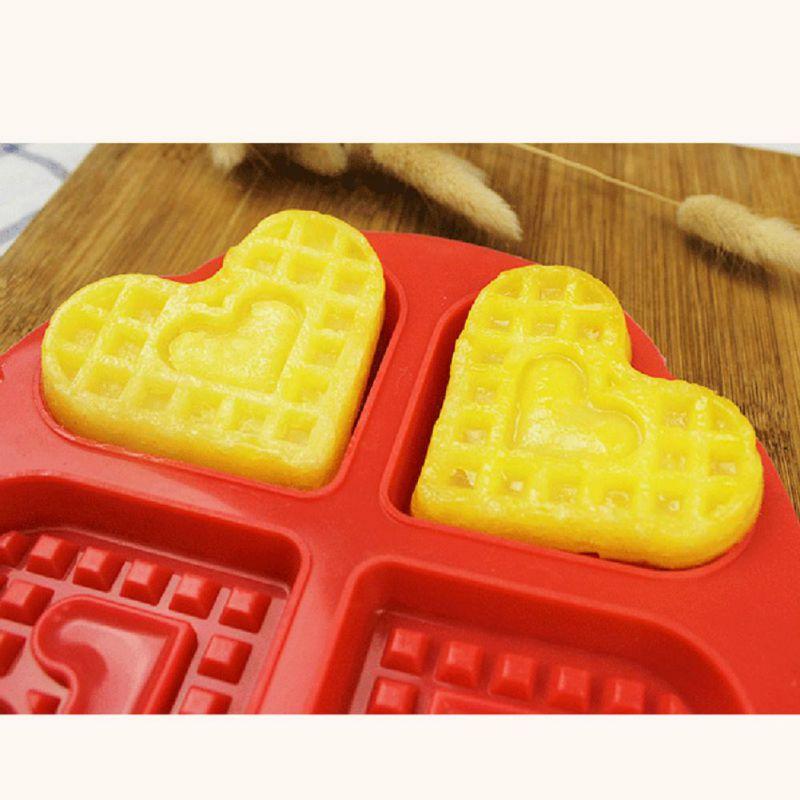 1 pcs 4-Hold Heart Shape Waffle Mold Food Grade Silicone Muffin Cake Mold Cake Decorating Tools