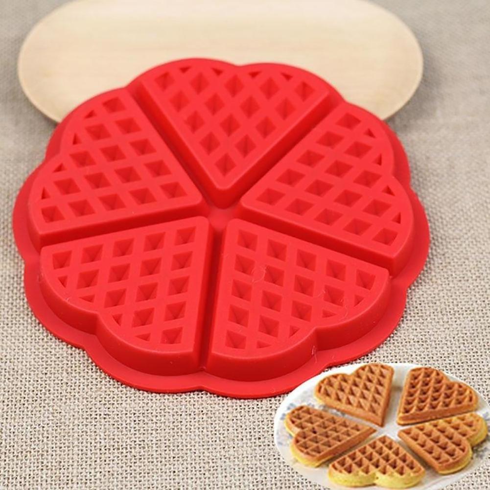 Round Heart Shape Waffle Biscuit Mold Silicone Cake Mould Kitchen Baking Tool Hot