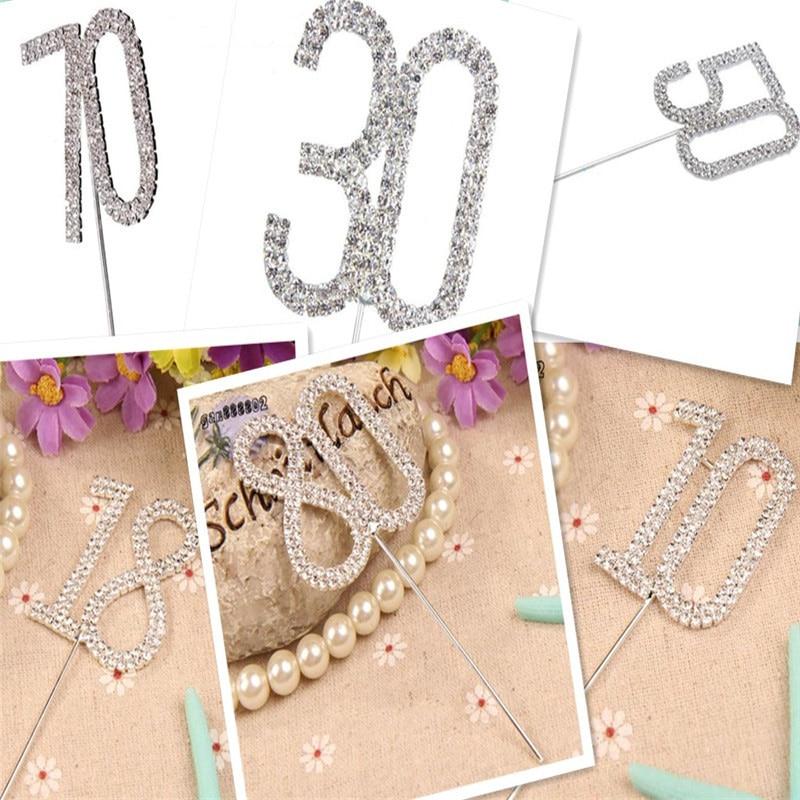 Rhinestone Crystal Flase Diamond Flash Dual Cake Toppers Number 18 /30~80